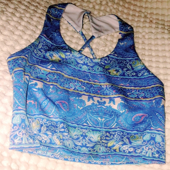 CHARLOTTE RUSSE blue crop top strappy open back - Picture 2 of 2